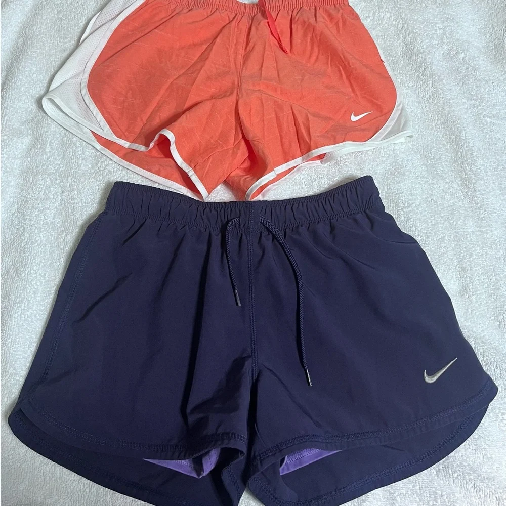 Girls Nike Athletic Shorts Orange & purple Lightweight Performance Size 10/M